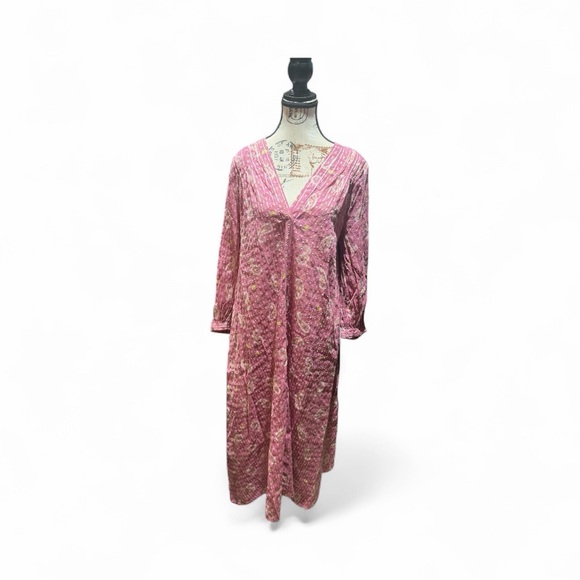 Zara SS21 women’s pink paisley midi long sleeve dress size XS - Picture 2 of 4